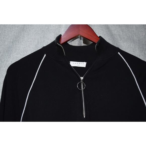 Sandro Paris Black Zip-Up Track Sweater & Pant Set - Picture 2 of 5